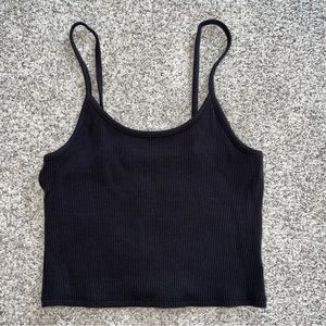 NWOT American Eagle Black Ribbed Cropped Tank Top